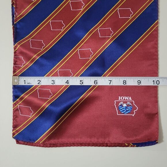 Red And Navy Stripe Iowa Silk Oblong Scarf - Picture 5 of 7